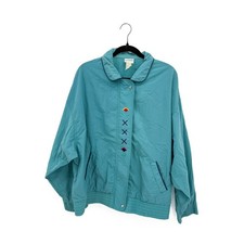 Koret Windbreaker Jacket Women Large Teal Flo...