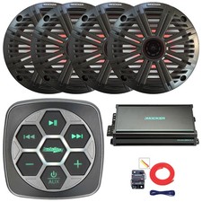Metra Bluetooth Boat Controller, 4x 6.5" 195W Speakers, W/Grille, Amplifier, Kit