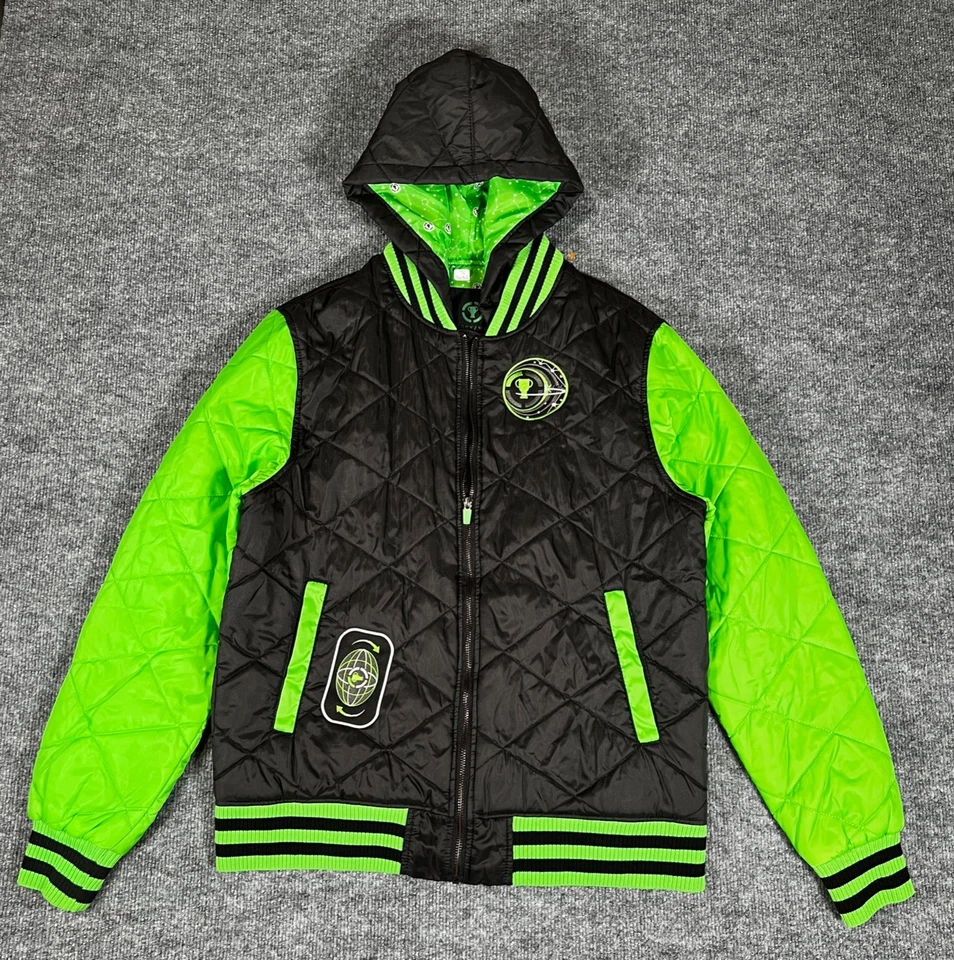 Creator Ink 游戏理论 MatPat 太空赛车 绗缝夹克 男式 大号 霓虹全拉链 — 第 3/4 张图片