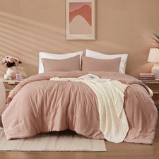King Size Comforter Set - 3 Pieces Dusty Pink Comforter Prewashed Soft