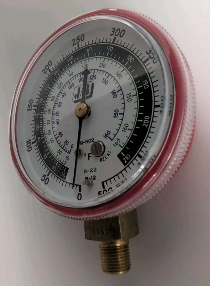 JB INDUSTRIES Highside Manifold Gauge, 2-1/2 Face, Red, 1/8 NPT, R-502 R-22 R-12 - Image 4 of 4