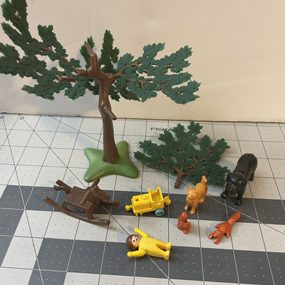 Playmobil Brown Rocking Horse Play Room Baby Dog Cat Squirrel Vintage Dollhouse