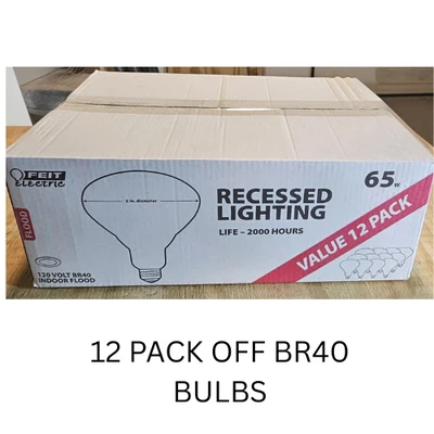 FEIT ELECTRIC Feit BR 40 65W Indoor Flood Light Bulbs White Pack of 12