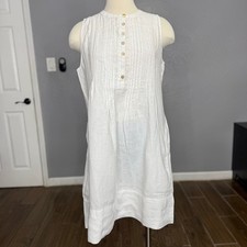 NWT Quince 100% European Linen Sleeveless Swing Dress, White, M