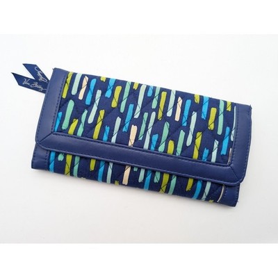 Vera Bradley Katalina Showers Quilted Tri Fold Wallet Passport Magnet Blue NWOT