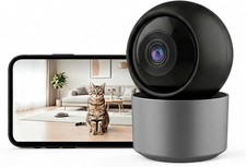 Caméra Sécurité Intérieur — Babyphone Animal Bébé 3MP 1296p Panoramique WiFi Dou