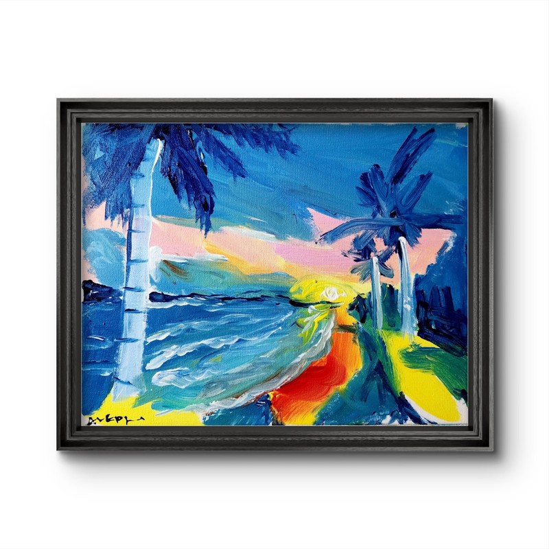 Original Abstract Seascape Painting Canvas Neo Expressionist Art Decor 11x14