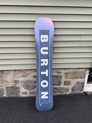 Black Burton Custom X 158W Snowboard & Large Purple Union Strata Bindings 