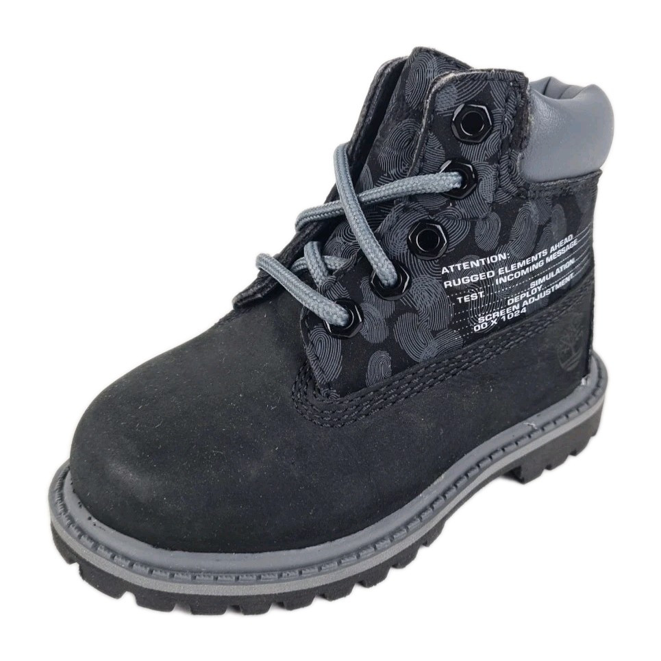 🚨 Timberland 6In Classic 23884 TODDLER Boots Outdoors Black Leather Size 5 Rare