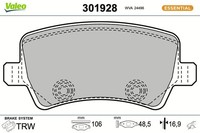 Bremsbelagsatz Scheibenbremse Hinten Valeo 301928 FÜR Ford Land Rover Volvo