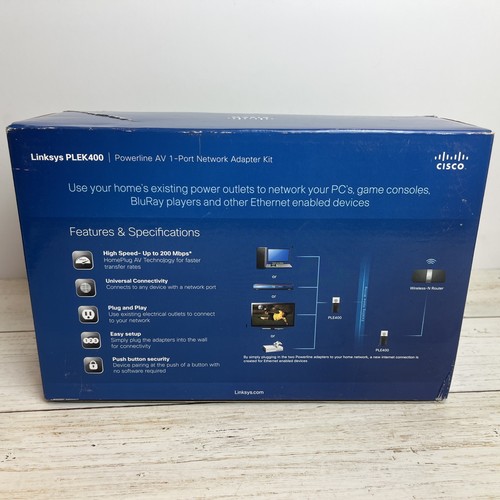 Cisco Powerline 400 Bridge - PLEK400 Powerline AV-1 Port Network Adapter Kit - Afbeelding 3 van 9