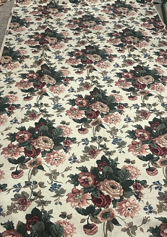 Early Schumacher Designer Upholstery Drapery Fabric Multi Color Roses  7 yards