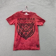 American Fighter Men Shirt M Red Graphic Logo Shield Activewear Short  Sleeve