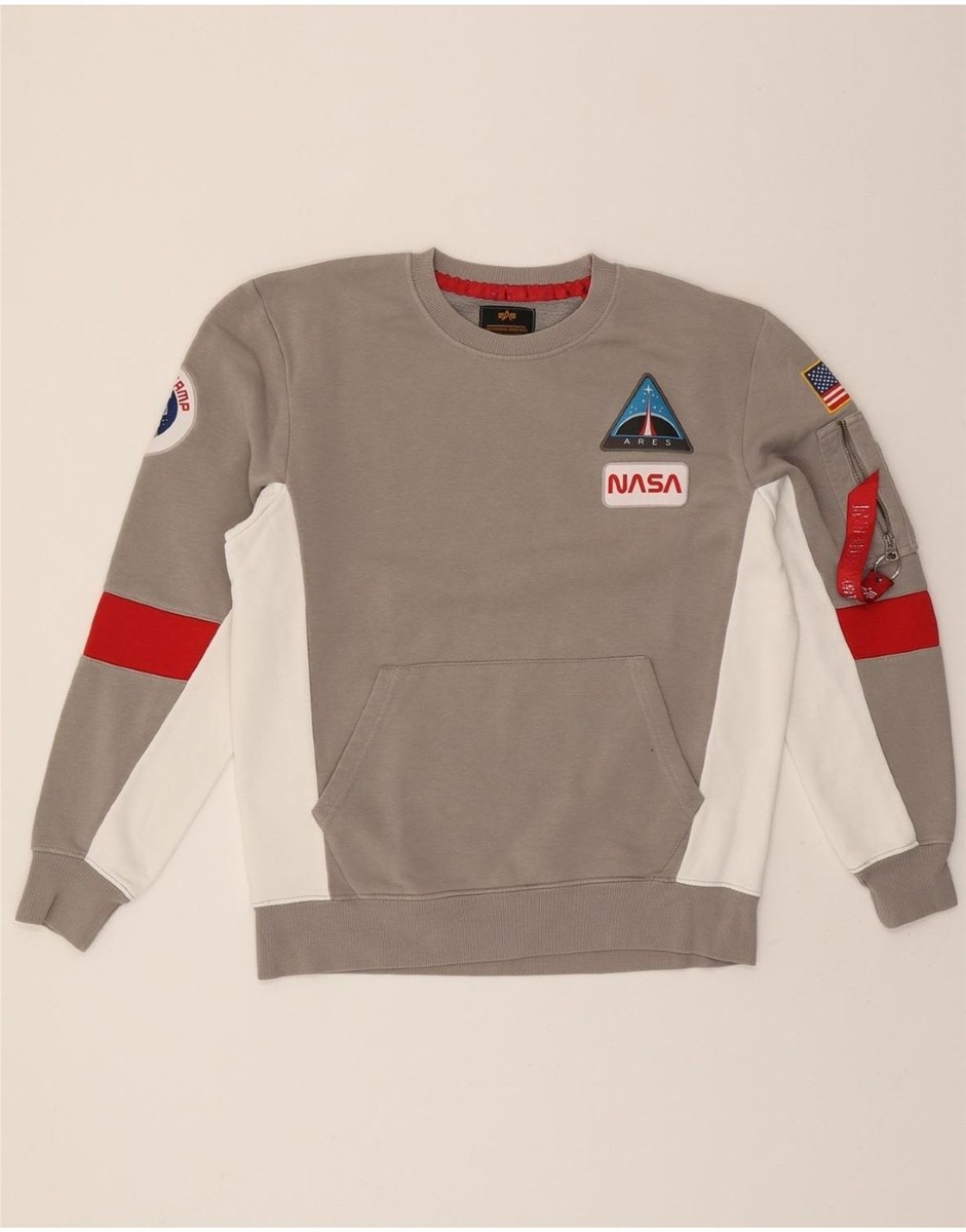 Grey Alpha Nasa Jumper ALPHA INDUSTRIES Mens Nasa Sweatshirt