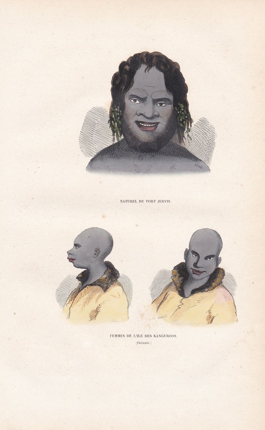 Disfraces De Isla Canguro Australia Grabado En Madera 1840