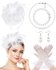 1920s Vintage Fascinators Hat Set for Women Tea Party Hats Veil Mesh Feather ...