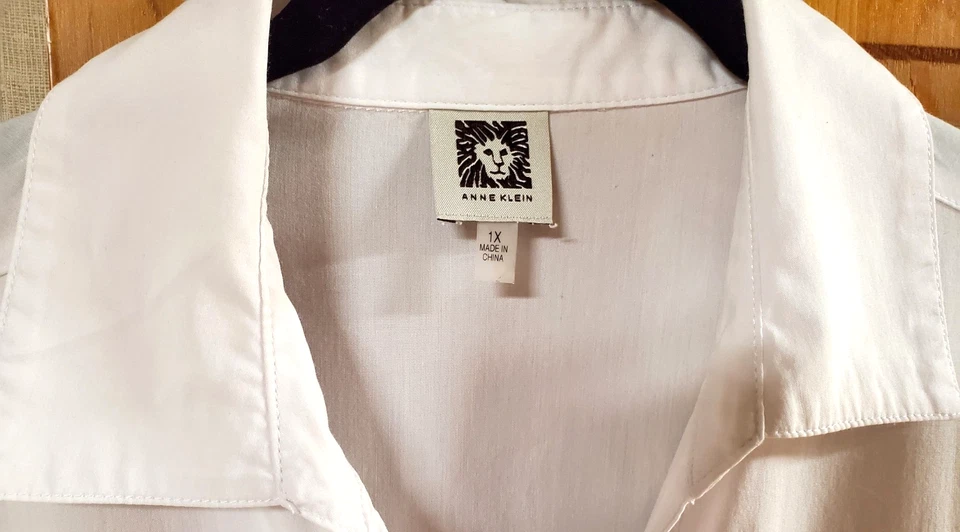 Camisa Blusa Blanca ANNE KLEIN - Elástica - Talla 1X Foto 4 de 4