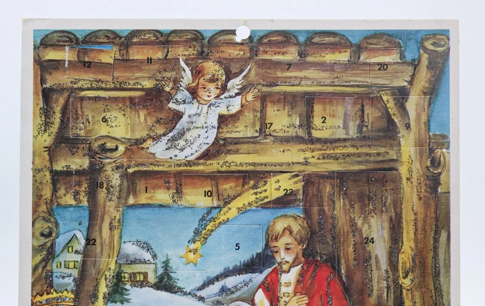 Vintage Made In Germany Festive Nativity Paper Christmas Advent Calendar - Image 2 of 4