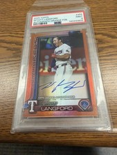 Topps 2025 Series 2 Wyatt Langford #455 Orange Foil Auto Rangers PSA 9