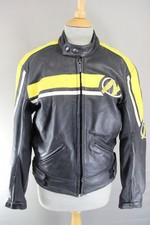 NITRO BLACK, YELLOW & WHITE LEATHER BIKER JACKET 36-38 INCH/SMALL