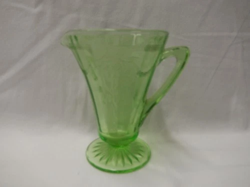 Anchor Hocking Cameo Ballerina Green Uranium Depression Glass Creamer