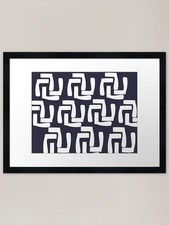 abstract navy blue shapes art Frame Framed Wall Art Poster Canvas Print Picture