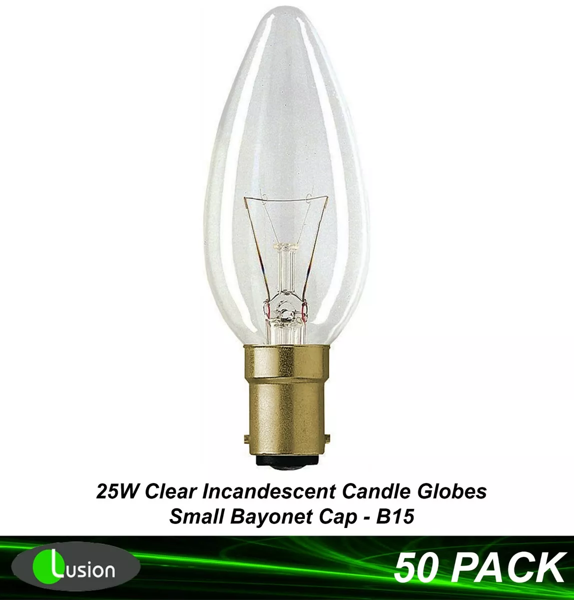 50 x 25W Clear Candle Light Globes Bulbs Lamp Incandescent Small Bayonet B15 SBC