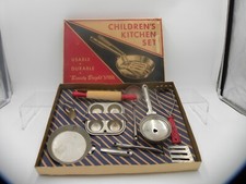 Usable Toy Kitchen Metal Set Krest Inc Detroit 23 Mich 1950s