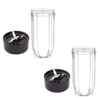 2 Magic Bullet Blender 16 oz Cups & Replacement Blades - 2 Cups and 2 Blades Set