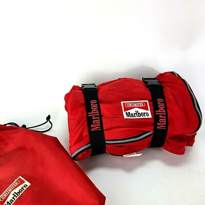 Vintage Marlboro Unlimited Flannel Sleeping Bag Red with Storage Bag