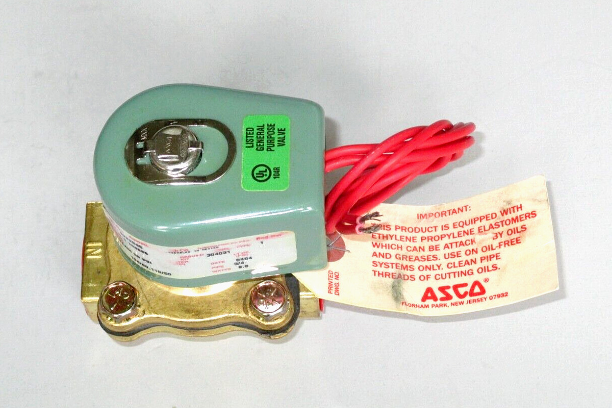 ASCO Steam Solenoid Valve 8222B95, 0-50 PSI, 3/4" NPT, 120V 60Hz -or- 110V 50Hz