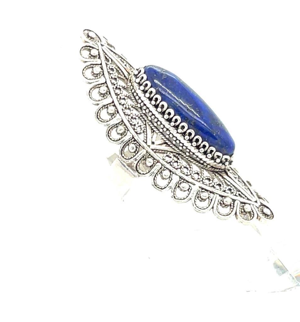 Lapis oval Ring Real Solid Sterling Silver 925 12… - image 8