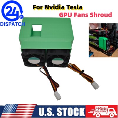 For Nvidia Tesla GPU Fans Shroud Kit K80 K40 V100S Accelerator Card AI