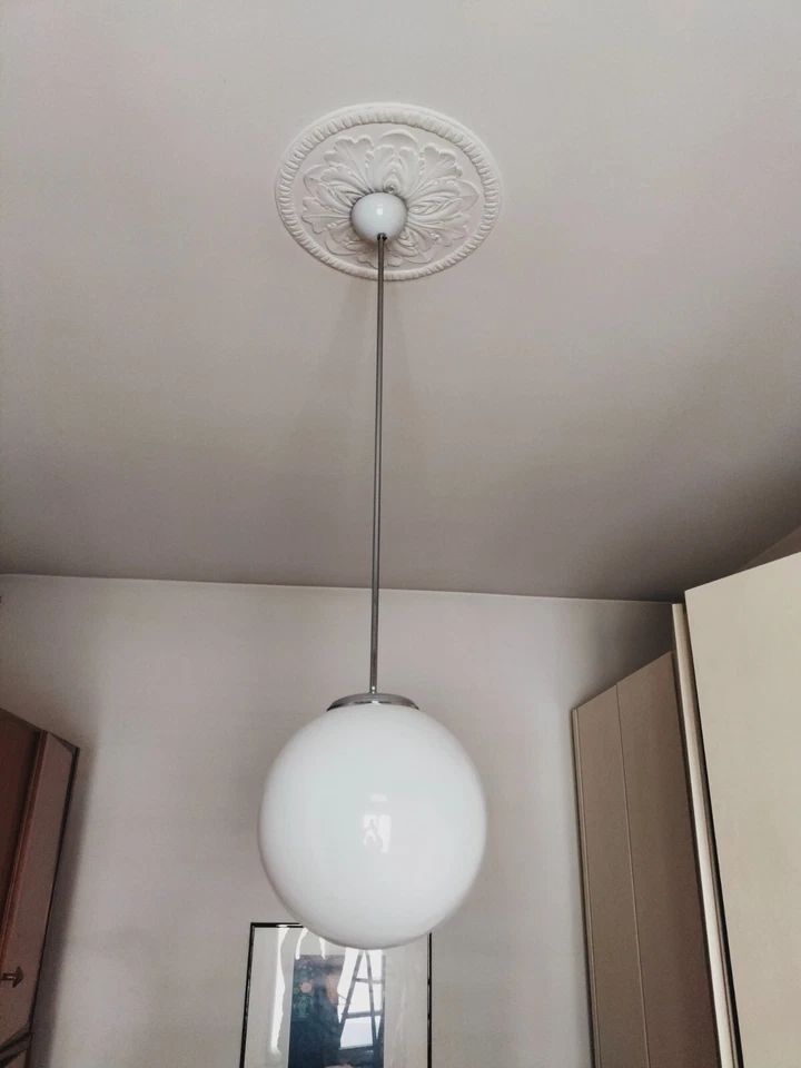 Lámpara de suspensión de cristal Murano opalino Bauhaus Foto 2 de 4