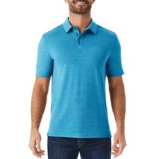 Member's Mark Men's Pattern Performance Polo Size S Caribbean Blue Heather