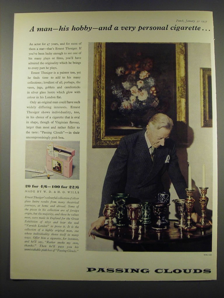 passing clouds cigarettes 1957 Passing Clouds Cigarettes Ad - A man - his hobby