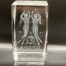 Gemini Twins Zodiac Sign Constellation Earth 3D Laser Etched Glass Paperweight