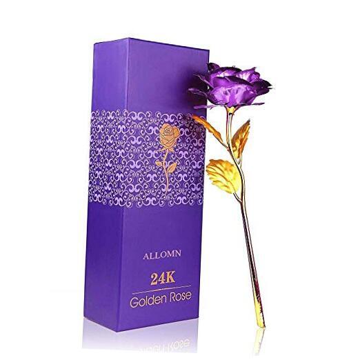 24K Golden Rose, Artificial Rose Flower Gifts for Her with Luxury Gift Purple eBay
