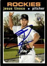 2020 Topps Heritage Baseball Jesus Tinoco RC Colorado Rockies #628 Signed