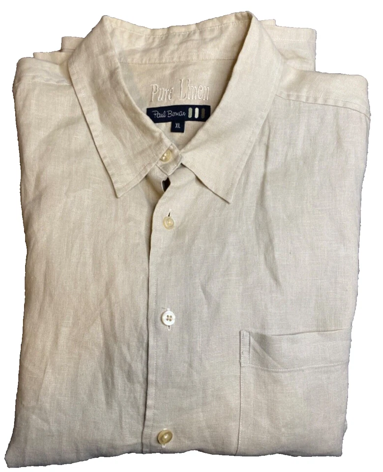 Рубашка мужская Pure Linen Paul Berman XL с коротким рукавом на пуговицах - Изображение 2 из 4