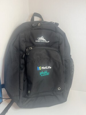 MetLife Backpack Black School Daily Work Bag Business Logo Girls Who Code NEW