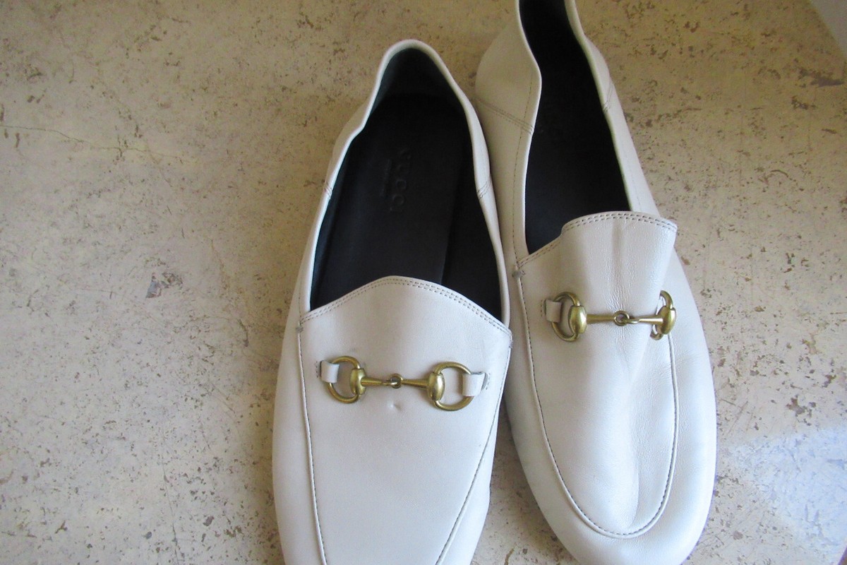 AUT GUCCI BRIXTON LEATHER HORSEBIT LOAFERS IVORY LEATH SZ