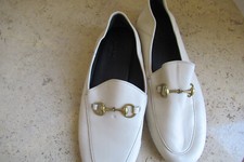 AUT GUCCI BRIXTON LEATHER HORSEBIT LOAFERS IVORY LEATH SZ"37"1/2ET 790 BARGAIN