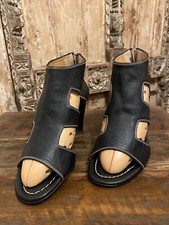 SCARPE USATE DONNA STOCK SFILATA pelle nera suole cuoio tacco 7,5 cm Voltan 1898