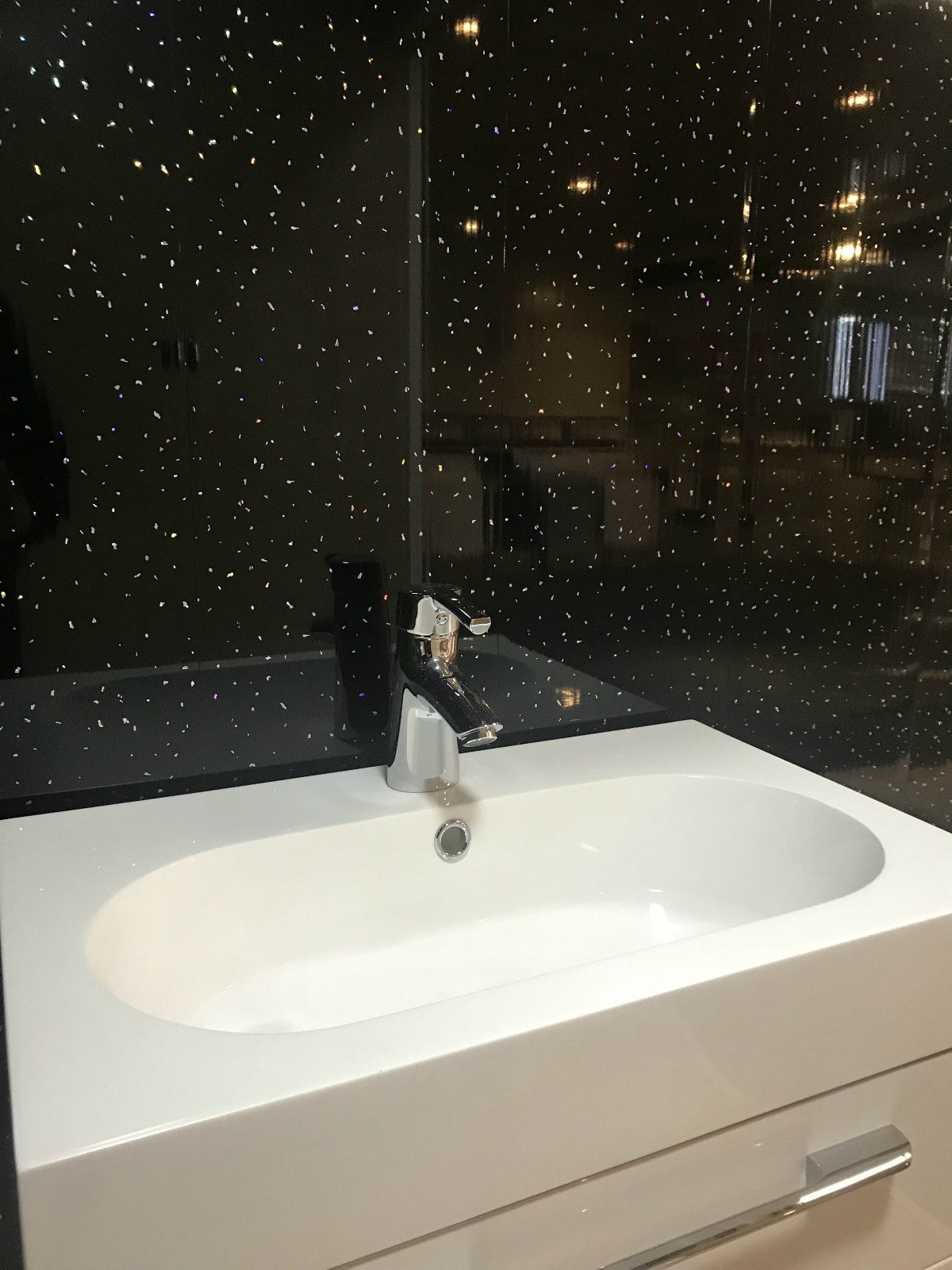 Buy 10 The Cladding Store Black Sparkle PVC Cladding For Bathroom Shower Wet Wall 100 Waterproof Pvc Ceiling Panel 250 Mm Wide X 2 6 M Long X 5 Mm Deep Pvc Shower Panels - View #5
