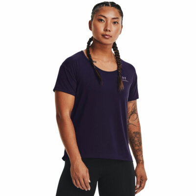 Under Armour Rush Energy Core Damen-T-Shirt Laufshirt Basic Yoga Top Violett NEU