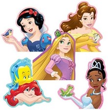 25 Disney Princess shaped Stickers Party Favors Ariel Belle Cinderella Tiana