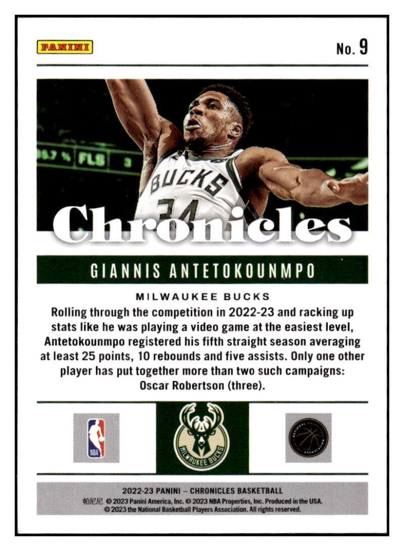 GIANNIS ANTETOKOUNMPO 2022-23 Chronicles Pink #9 Panini NBA Bucks