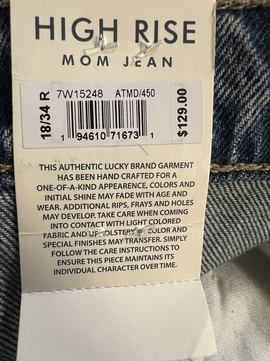 Lucky Brand Women's Distressed High Rise Drew Mom Jean, Light Wash