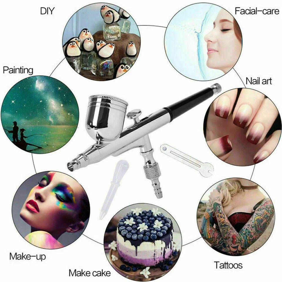 Mini Airbrush & Compressor Kit Dual Action Spray Gun Model Paint Tattoo 0.3MM - Image 4 of 4